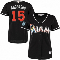 Womens Majestic Miami Marlins 15 Brian Anderson Replica Black Alternate 2 Cool Base MLB Jersey 