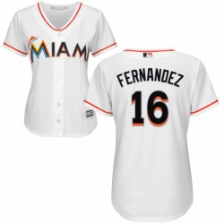 Womens Majestic Miami Marlins 16 Jose Fernandez Authentic White Home Cool Base MLB Jersey