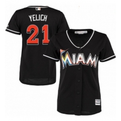 Womens Majestic Miami Marlins 21 Christian Yelich Authentic Black Alternate 2 Cool Base MLB Jersey