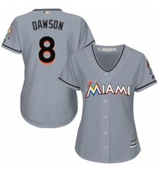 Womens Majestic Miami Marlins 8 Andre Dawson Authentic Grey Road Cool Base MLB Jersey