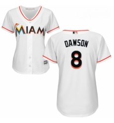 Womens Majestic Miami Marlins 8 Andre Dawson Authentic White Home Cool Base MLB Jersey