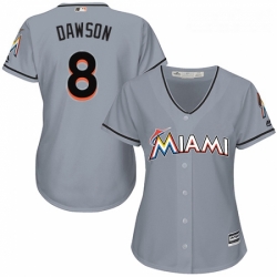 Womens Majestic Miami Marlins 8 Andre Dawson Replica Grey Road Cool Base MLB Jersey