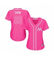 Womens Miami Marlins 20 Wei Yin Chen Replica Pink Fashion Cool Base Baseball Jersey