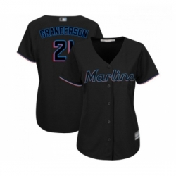 Womens Miami Marlins 21 Curtis Granderson Replica Black Alternate 2 Cool Base Baseball Jersey 