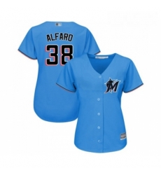 Womens Miami Marlins 38 Jorge Alfaro Replica Blue Alternate 1 Cool Base Baseball Jersey 