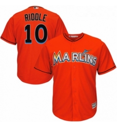 Youth Majestic Miami Marlins 10 JT Riddle Replica Orange Alternate 1 Cool Base MLB Jersey 