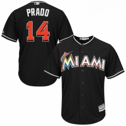 Youth Majestic Miami Marlins 14 Martin Prado Replica Black Alternate 2 Cool Base MLB Jersey