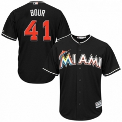 Youth Majestic Miami Marlins 41 Justin Bour Authentic Black Alternate 2 Cool Base MLB Jersey 