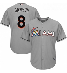 Youth Majestic Miami Marlins 8 Andre Dawson Replica Grey Road Cool Base MLB Jersey