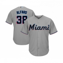 Youth Miami Marlins 38 Jorge Alfaro Replica Grey Road Cool Base Baseball Jersey 