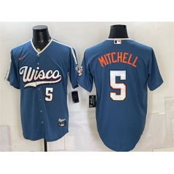 Men Milwaukee Brewers  5 Garrett Mitchell Mineral Blue 2026 City Connect Stadium Stitched Baseball Jersey
