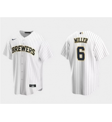 Men Milwaukee Brewers 6 Owen Miller White Cool Base Stitched Jersey