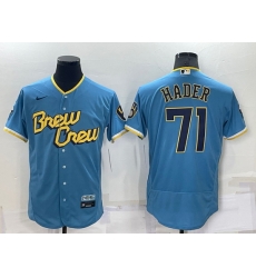 Men Milwaukee Brewers 71 Josh Hader 2022 Powder Blue City Connect Flex Base Stitched Jersey