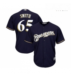 Mens Milwaukee Brewers 65 Burch Smith Replica Navy Blue Alternate Cool Base Baseball Jersey 