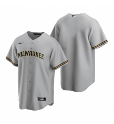 Mens Nike Milwaukee Brewers Blank Gray Road Stitched Baseball Jersey