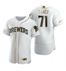 Milwaukee Brewers 71 Josh Hader White Nike Mens Authentic Golden Edition MLB Jersey