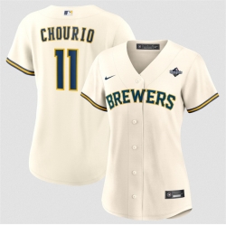 Women Milwaukee Brewers  11 Jackson Chourio Cream 2026 World Series Limited Stitched Baseball Jersey