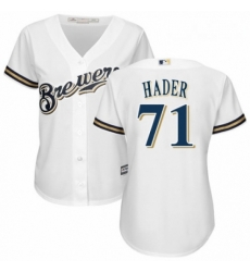 Womens Majestic Milwaukee Brewers 71 Josh Hader Authentic Navy Blue Alternate Cool Base MLB Jersey 