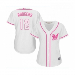 Womens Milwaukee Brewers 12 Aaron Rodgers Replica White Fashion Cool Base Baseball Jersey 