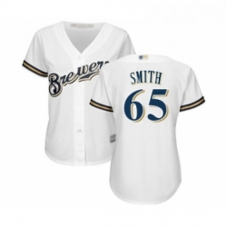 Womens Milwaukee Brewers 65 Burch Smith Replica White Alternate Cool Base Baseball Jersey 