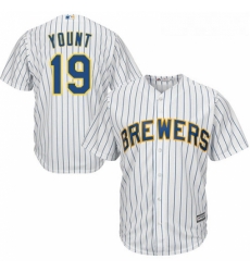 Youth Majestic Milwaukee Brewers 19 Robin Yount Replica White Alternate Cool Base MLB Jersey