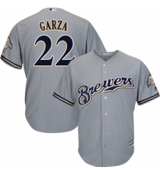 Youth Majestic Milwaukee Brewers 22 Matt Garza Replica Grey Road Cool Base MLB Jersey