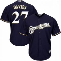 Youth Majestic Milwaukee Brewers 27 Zach Davies Authentic White Alternate Cool Base MLB Jersey 