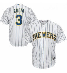 Youth Majestic Milwaukee Brewers 3 Orlando Arcia Authentic White Alternate Cool Base MLB Jersey