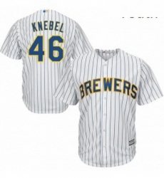 Youth Majestic Milwaukee Brewers 46 Corey Knebel Replica White Alternate Cool Base MLB Jersey 