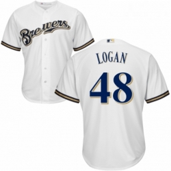 Youth Majestic Milwaukee Brewers 48 Boone Logan Authentic Navy Blue Alternate Cool Base MLB Jersey 