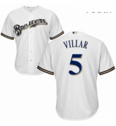 Youth Majestic Milwaukee Brewers 5 Jonathan Villar Authentic White Home Cool Base MLB Jersey