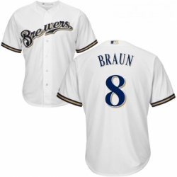 Youth Majestic Milwaukee Brewers 8 Ryan Braun Replica White Home Cool Base MLB Jersey