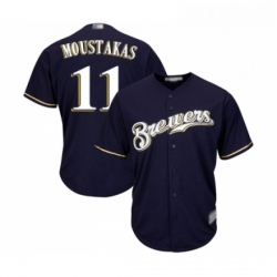 Youth Milwaukee Brewers 11 Mike Moustakas Replica Navy Blue Alternate Cool Base Baseball Jersey 