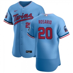 Men Minnesota Twins 20 Eddie Rosario Men Nike Light Blue Alternate 2020 60th Season Flex Base Team MLB Jersey