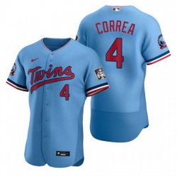 Men Minnesota Twins 4 Carlos Correa Blue Flex Base Stitched jersey