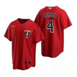 Men Minnesota Twins 4 Carlos Correa Red Cool Base Stitched Jerse