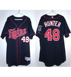 Men Minnesota Twins 48 Torii Hunter Navy Double Knit Stitched Baseball Jersey Men Minnesota Twins 48 Torii Hunter Navy Double Knit Stitched Baseball Jersey