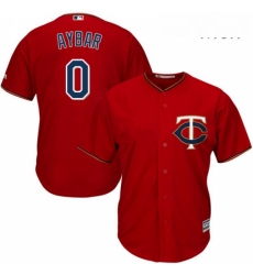 Mens Majestic Minnesota Twins 0 Erick Aybar Replica Scarlet Alternate Cool Base MLB Jersey 