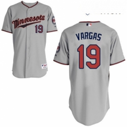 Mens Majestic Minnesota Twins 19 Kennys Vargas Authentic Grey Road Cool Base MLB Jersey