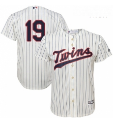 Mens Majestic Minnesota Twins 19 Kennys Vargas Replica Cream Alternate Cool Base MLB Jersey