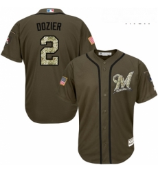 Mens Majestic Minnesota Twins 2 Brian Dozier Authentic Green Salute to Service MLB Jersey