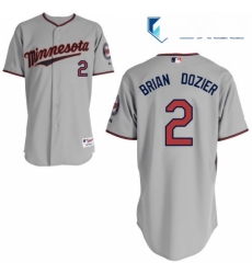 Mens Majestic Minnesota Twins 2 Brian Dozier Replica Grey Road Cool Base MLB Jersey