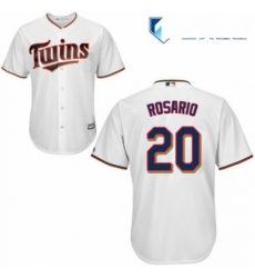 Mens Majestic Minnesota Twins 20 Eddie Rosario Replica White Home Cool Base MLB Jersey 