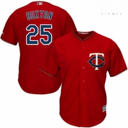 Mens Majestic Minnesota Twins 25 Byron Buxton Replica Scarlet Alternate Cool Base MLB Jersey