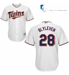 Mens Majestic Minnesota Twins 28 Bert Blyleven Replica White Home Cool Base MLB Jersey