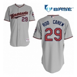 Mens Majestic Minnesota Twins 29 Rod Carew Authentic Grey Road Cool Base MLB Jersey