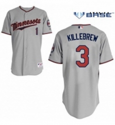 Mens Majestic Minnesota Twins 3 Harmon Killebrew Authentic Grey Road Cool Base MLB Jersey