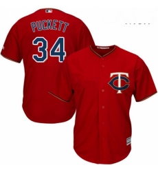 Mens Majestic Minnesota Twins 34 Kirby Puckett Replica Scarlet Alternate Cool Base MLB Jersey