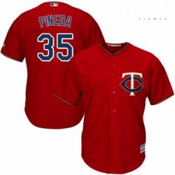 Mens Majestic Minnesota Twins 35 Michael Pineda Replica Scarlet Alternate Cool Base MLB Jersey 