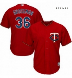 Mens Majestic Minnesota Twins 36 Robbie Grossman Replica Scarlet Alternate Cool Base MLB Jersey 